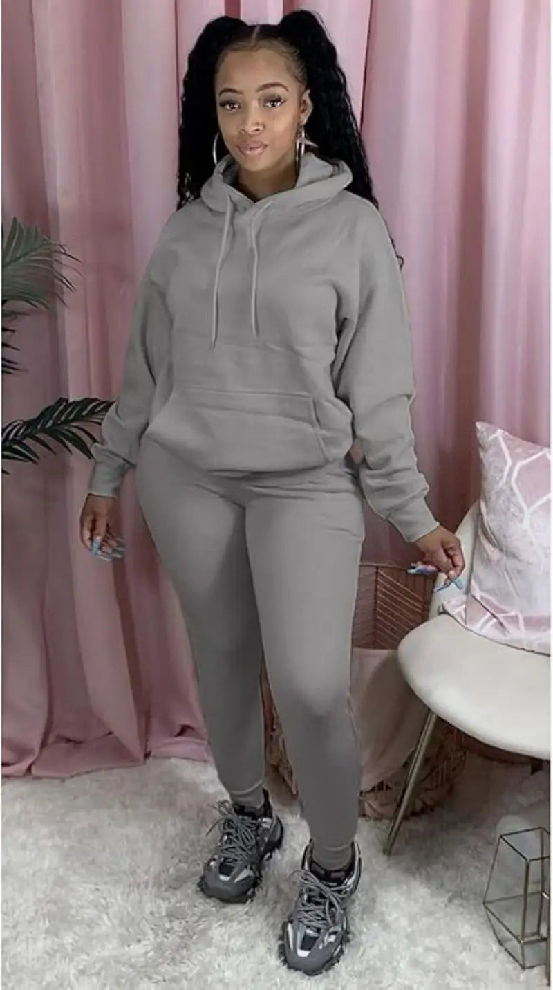 Women's Two-Piece Sweatsuit Set – Long Sleeve Hoodie Top and Jogger Pants Casual Tracksuit for Autumn & Winter - Premium sweatsuit from Lizard Vigilante - Just $58.88! Shop now at Lizard Vigilante