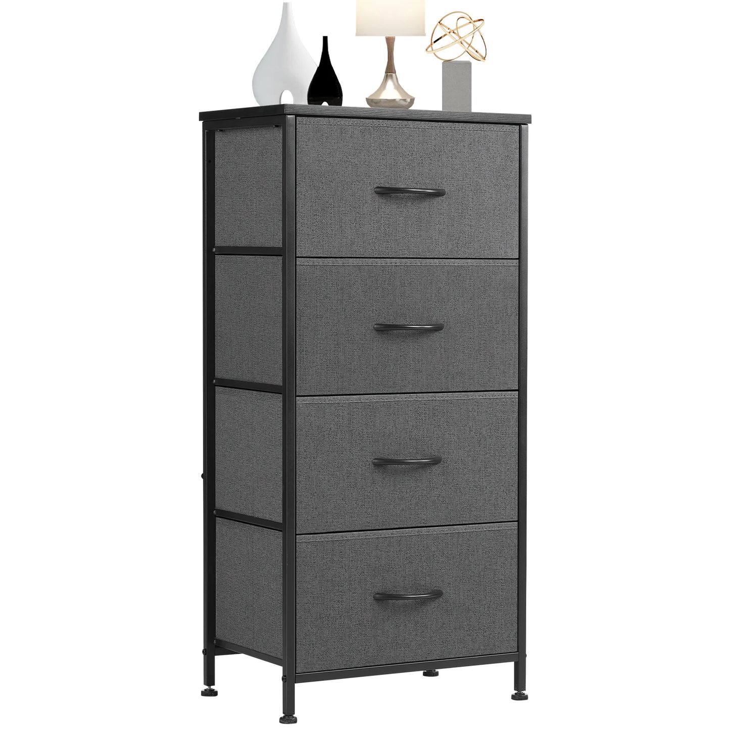 JHK Modern Minimalist Dresser with 4 Fabric Drawers – Stylish Steel Frame Storage Cabinet for Bedroom - Premium cabinet from Lizard Vigilante - Just $58.88! Shop now at Lizard Vigilante