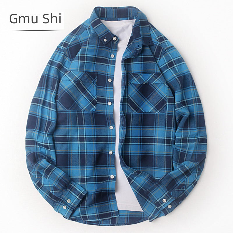 Gemushi Men's Autumn & Winter Flannel Shirt – Casual Long Sleeve Plaid Button-Down - Premium flannel shirt from Lizard Vigilante - Just $48.88! Shop now at Lizard Vigilante