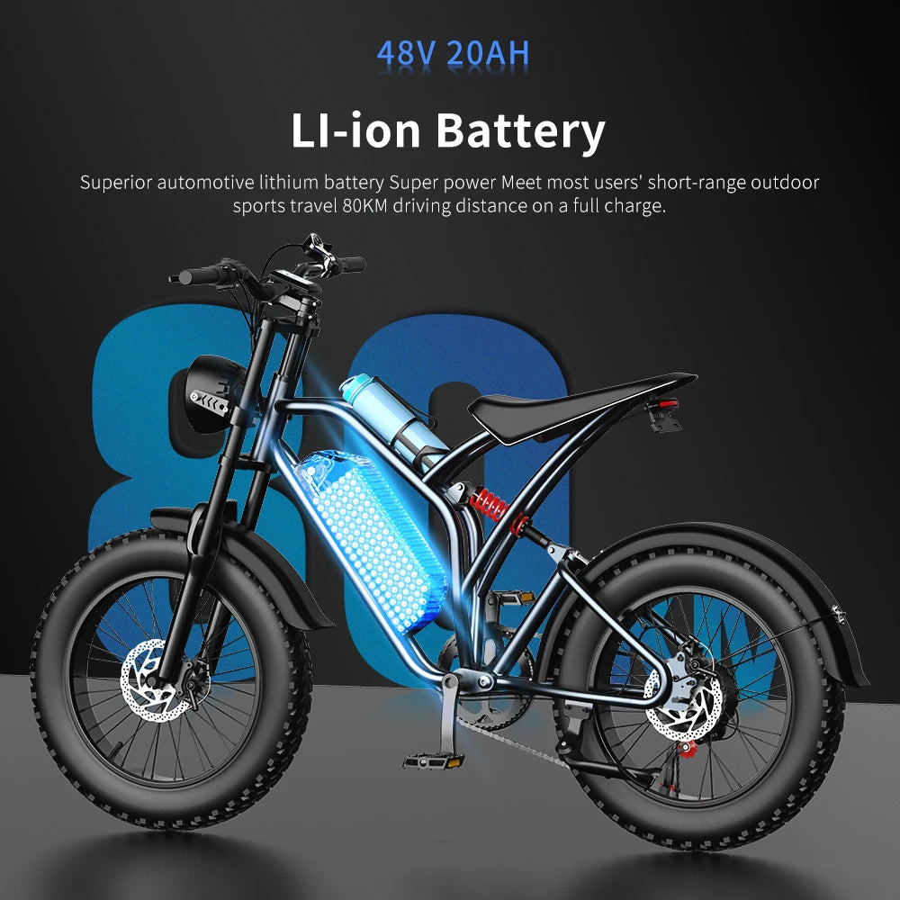 EKX T1 Electric Bike 20‘’*4.0 Fat Tires 1000W Motor 48V20AH Lithium Battery Road Electric Bicycle For Adults Mountain E-Bike MTB - Premium electric bike from Lizard Vigilante - Just $879.99! Shop now at Lizard Vigilante