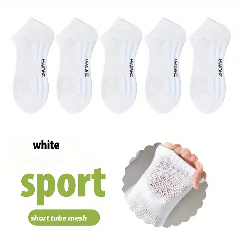 5-Pack Unisex Towel Sole Casual Ankle Socks – Breathable, Sweat-Absorbing, Anti-Odor Sports Socks for Men and Women - Premium socks from Lizard Vigilante - Just $22.99! Shop now at Lizard Vigilante