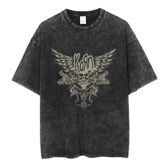 Korn Skull Wings T-Shirt - Premium T-Shirts from Lizard Vigilante - Just $24.88! Shop now at Lizard Vigilante