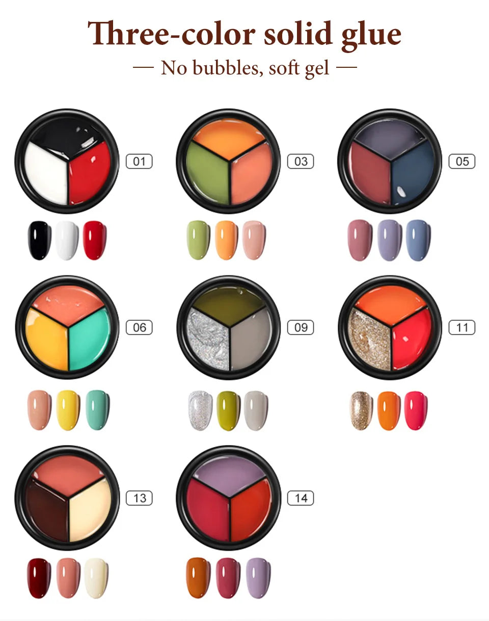 LIMEGIRL Solid Nail Art Gel Polish 15g 3 Colors Cream Soft Gel Polish for Nail Art Beginner DIY Design  Home/Salon Manicure Gift