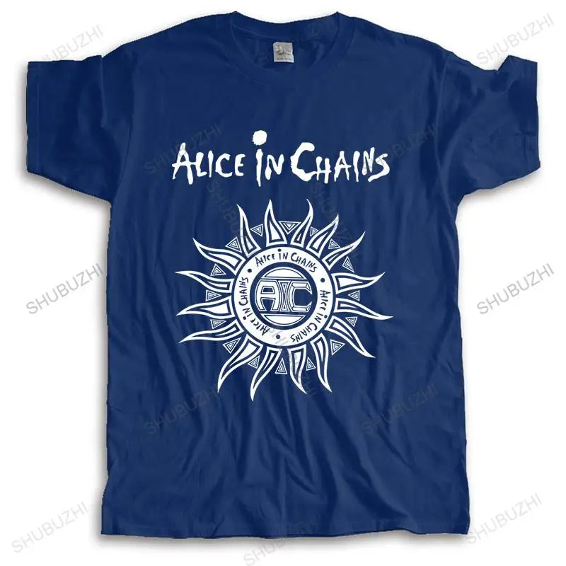 Alice in Chains Sun Logo Cotton T-shirt - Classic Men's Round Neck Casual Tee for Every Day - Premium T-shirt from Lizard Vigilante - Just $25.88! Shop now at Lizard Vigilante