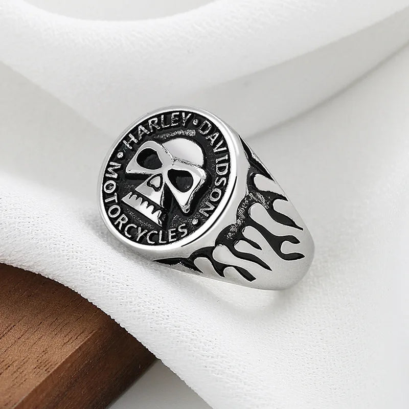 Retro Biker Skull Ring For Men Silver Color Punk Gothic Rock Hiphop Open Ring Handmade Designer Jewelry Biker Accessories Gift - Premium  from Lizard Vigilante - Just $2.99! Shop now at Lizard Vigilante