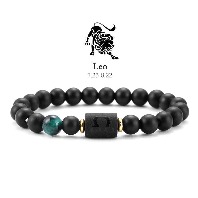 Zodiac Signs Natural Stone Bracelets Taurus Cancer Virgo Pisces Bracelets Ladies Men Couples Friendship Jewelry Gift Bracelet - Premium bracelet from Lizard Vigilante - Just $22.99! Shop now at Lizard Vigilante