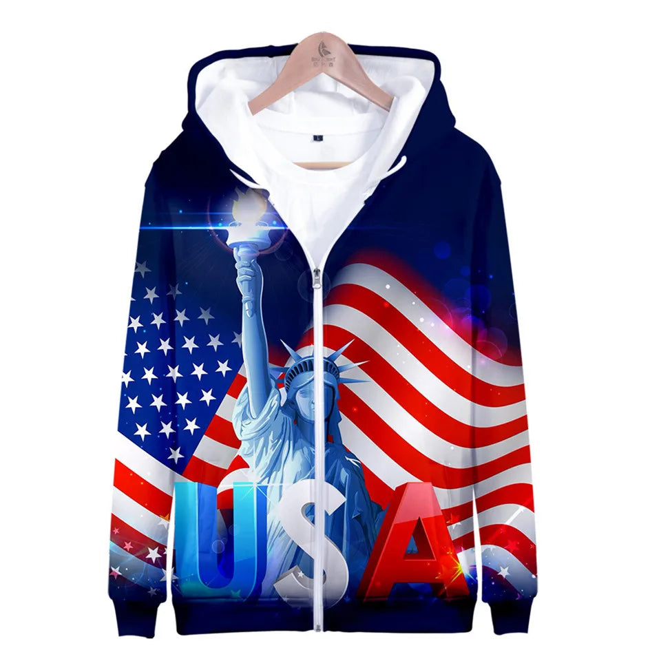 USA Flag Hoodies 3 to 14 Years Kids Hoody American Stars and Stripes Clothing Tops Boys Girls Sweatshirt Outerwear Jacket Children Clothes - Premium Long-sleeve hoodie from Lizard Vigilante - Just $39.99! Shop now at Lizard Vigilante