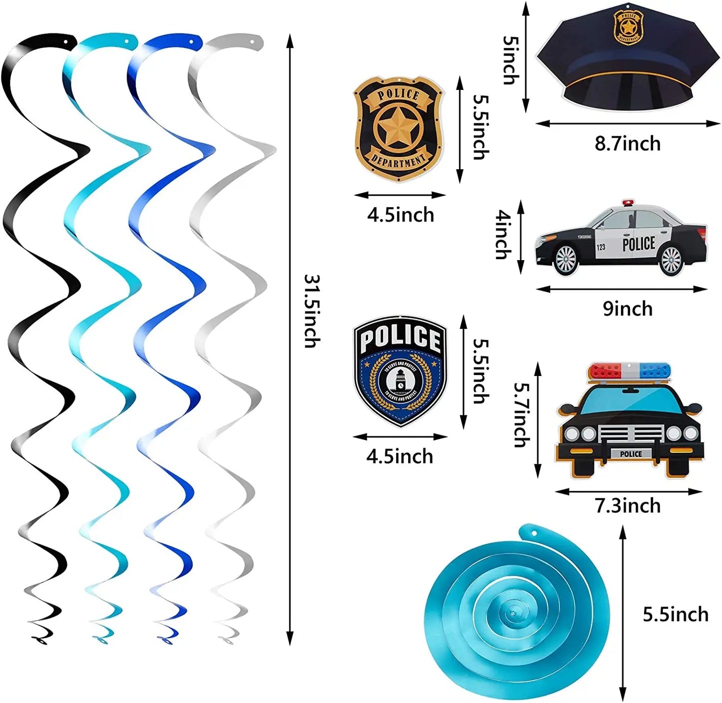 Police Theme Party Decor Police Party Latex Balloons Happy Birthday Banner Police Party Hanging Swirls Police Birthday Supplies - Premium party favors from Lizard Vigilante - Just $3.99! Shop now at Lizard Vigilante