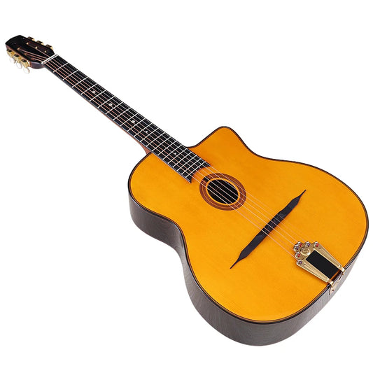 41-Inch Django Spruce Top Gypsy Swing Acoustic Guitar – High Gloss 6-String Folk Guitar with Hickory Fingerboard and Rosewood Back - Premium guitar from Lizard Vigilante - Just $280.99! Shop now at Lizard Vigilante