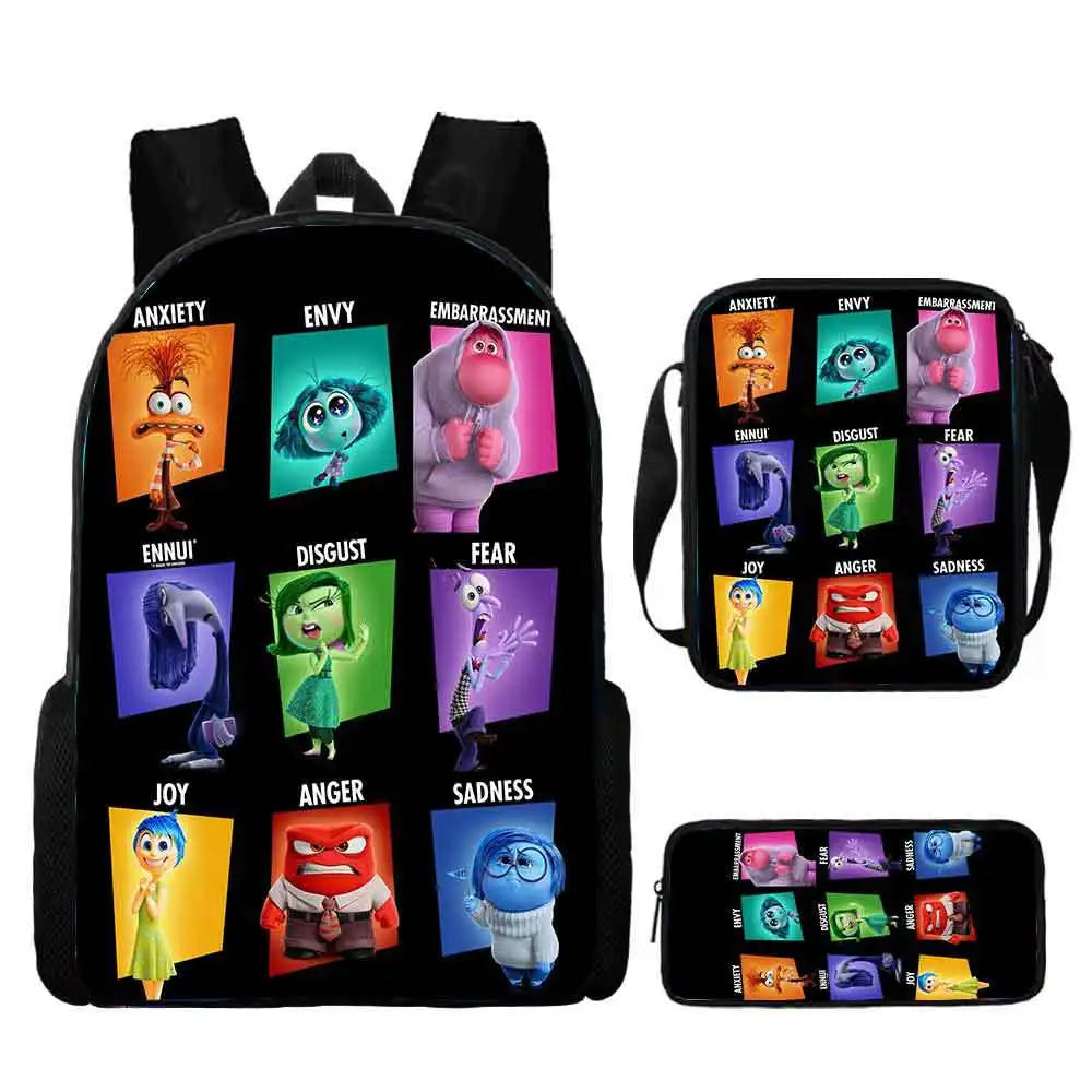 Inside Out Movie Backpack with Lunch Bags Pencil Case Disnee Kids Bags Custom Large Capacity Backpacks - Premium backpack from Lizard Vigilante - Just $34.99! Shop now at Lizard Vigilante