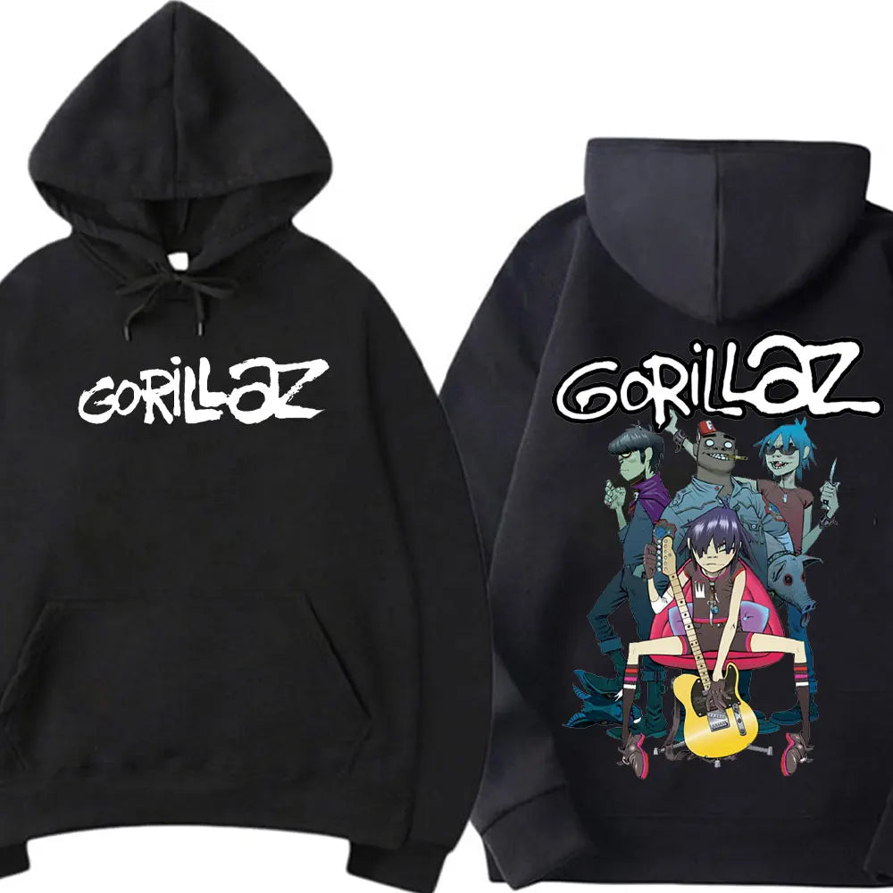 Vintage Gorillaz Rock Band Printed Hoodie – Harajuku Streetwear Pullover for Men & Unisex Casual Style - Premium hoodie from Lizard Vigilante - Just $39.99! Shop now at Lizard Vigilante