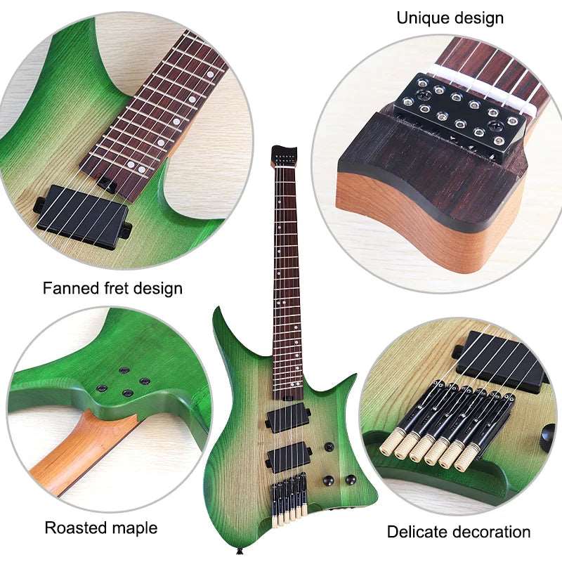 6 String Headless Electric Guitar 30 Inch Solid Ashwood Body Headless Guitar Good Handircaft - Premium  from Lizard Vigilante - Just $259.99! Shop now at Lizard Vigilante