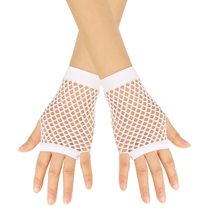 1 Pair Women's Short Fishnet Fingerless Mesh Gloves - Punk Rock Fancy Nightclub Party Arm Warmers Sexy Unisex Gloves - Premium gloves from dsers - Just $14.88! Shop now at Lizard Vigilante