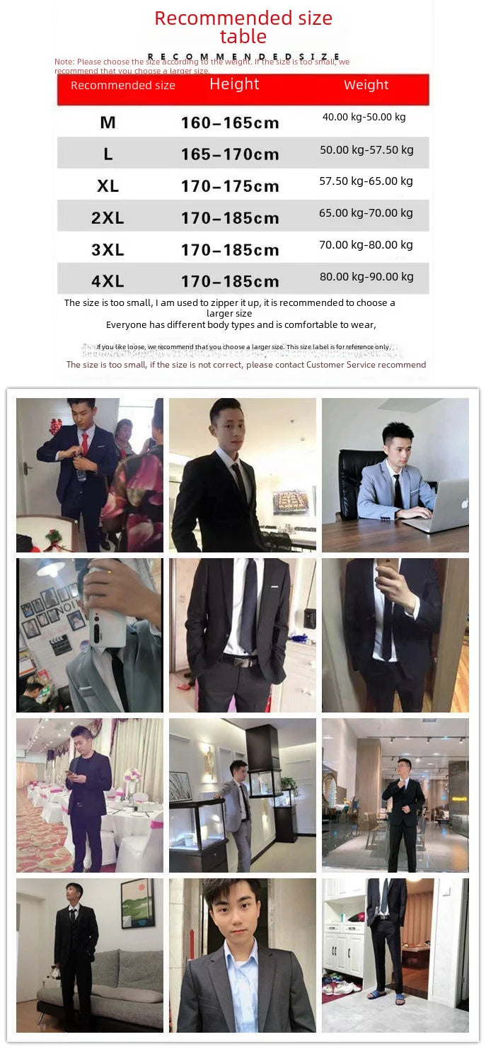 Men's Three-piece Suit Casual Slim Fit Western-style Business Attire Korean Version Youth Student Style Smooth Sihouette - Premium  from Lizard Vigilante - Just $37.99! Shop now at Lizard Vigilante