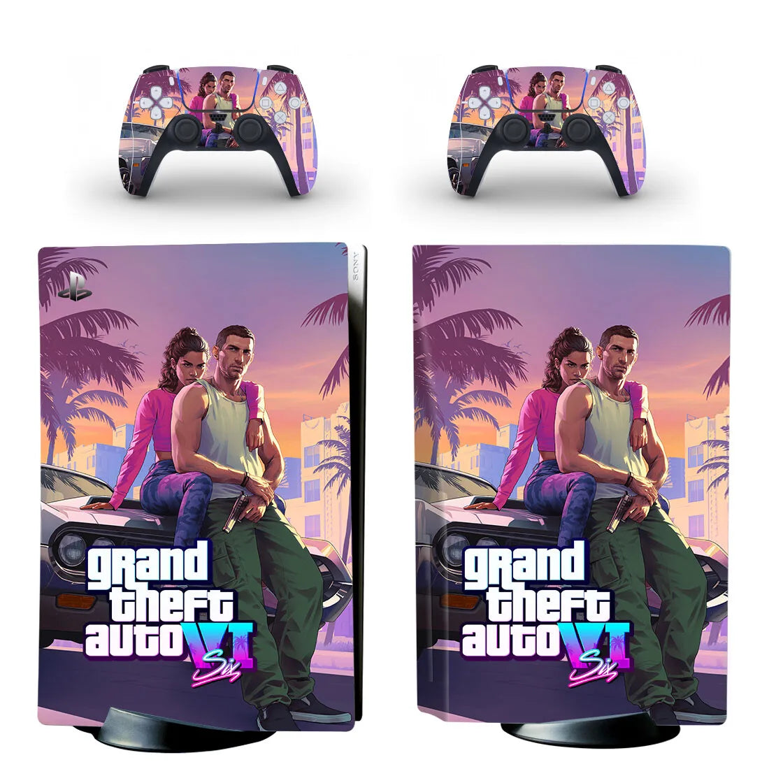 Grand Theft Auto VI GTA 6 PS5 Disc Skin Sticker Protector – Decal Cover for Console and Controller - Premium skin from Lizard Vigilante - Just $26.88! Shop now at Lizard Vigilante