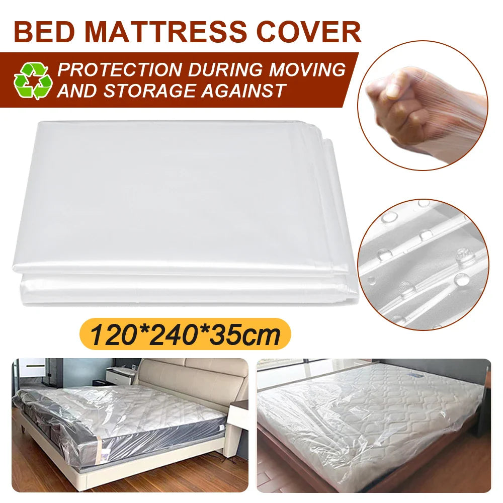 150/200x240x35cm Mattress Protector Packaging Bag Moisture-proof Dust Cover Thickness 0.08mm PE Transparent Moving Home Storage