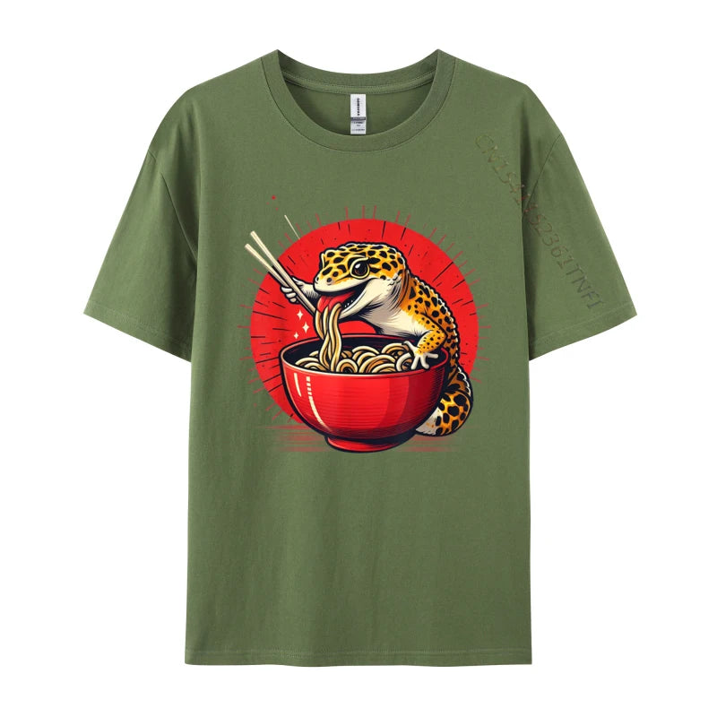 Kawaii Gecko Ramen 3D Printed Streetwear Tee – Premium Cotton Custom Graphic Shirt for Anime, Punk & Fashion Lovers - Premium tee from Lizard Vigilante - Just $23.88! Shop now at Lizard Vigilante