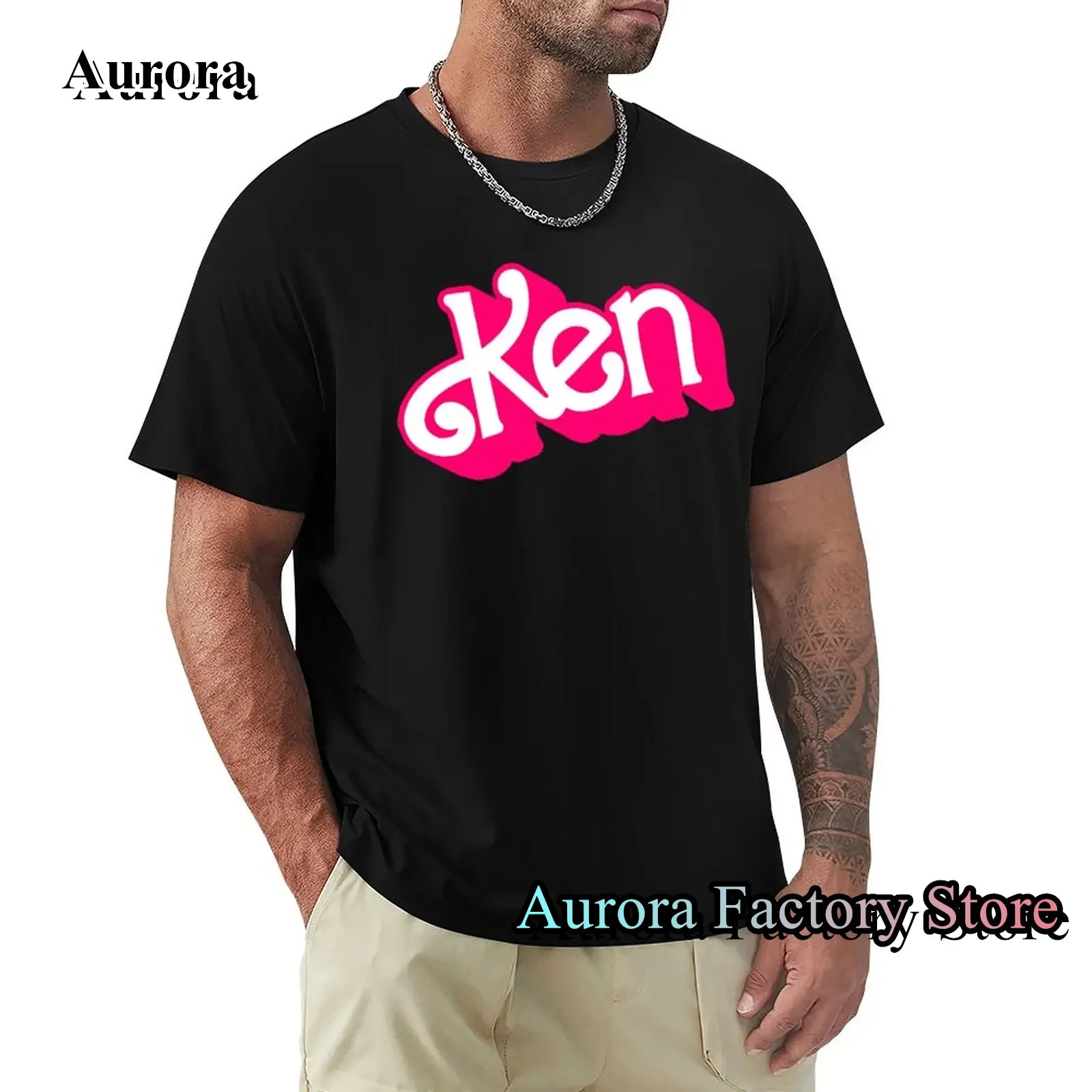 Men’s Summer Pink Ken Letter Print Cotton T-Shirt – Harajuku Casual O-Neck Short Sleeve Streetwear - Premium T-shirt from Lizard Vigilante - Just $24.88! Shop now at Lizard Vigilante