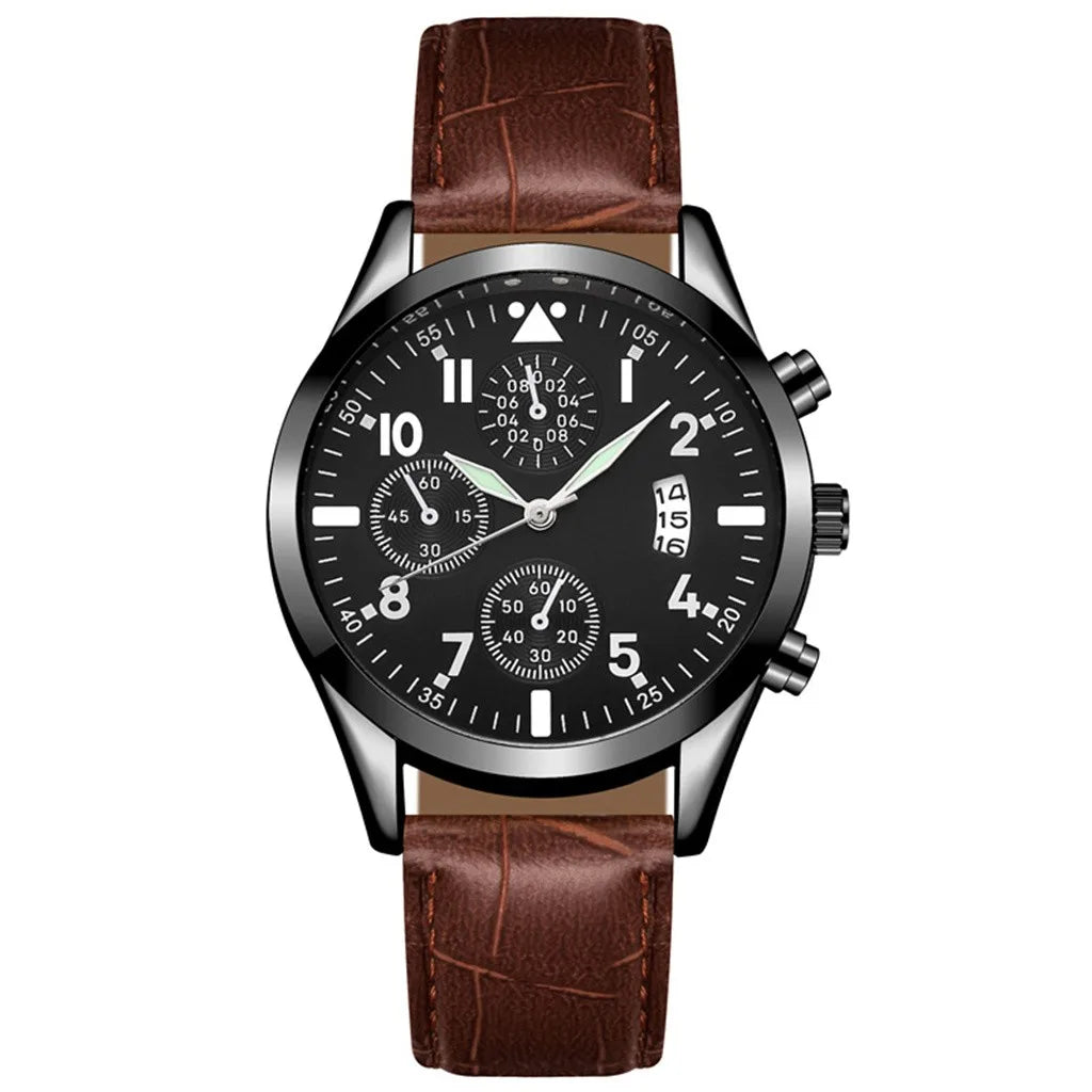 Popular Men's Leather Watch with Calendar & Luminous Function – Quartz Wristwatch, Elegant Tonneau Design - Premium wristwatch from Lizard Vigilante - Just $28.88! Shop now at Lizard Vigilante