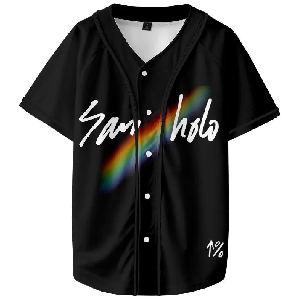 San Holo Existential Dance Music Jersey – Ultra-Light Harajuku Baseball Button-Up for Men & Women | Perfect for EDM Festivals - Premium jersey from Lizard Vigilante - Just $38.88! Shop now at Lizard Vigilante