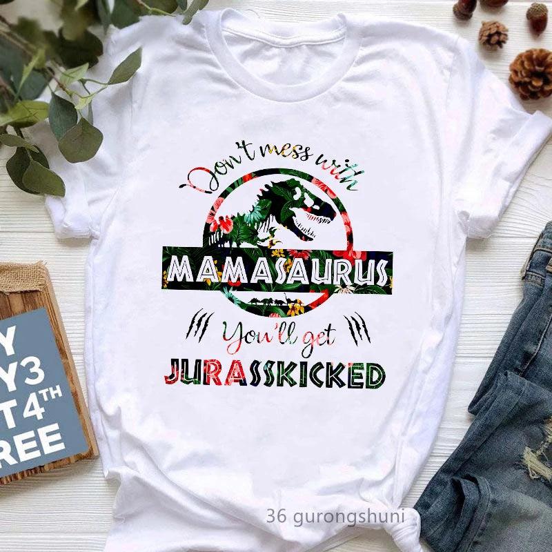 Jurassic Jur asskicked Mamasaurus Graphic Print Women'S Tshirts Funny Jurassic Dinosaur T-Shirt Female Mother's Day Gift for Mom T Shirt - Lizard Vigilante