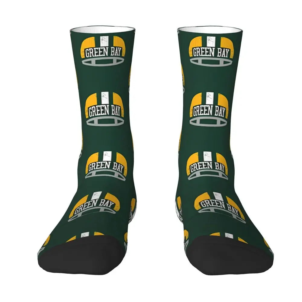 Green Bay Helmet Vintage Crew Socks for Men – Casual Gift - Premium socks from Lizard Vigilante - Just $22.88! Shop now at Lizard Vigilante