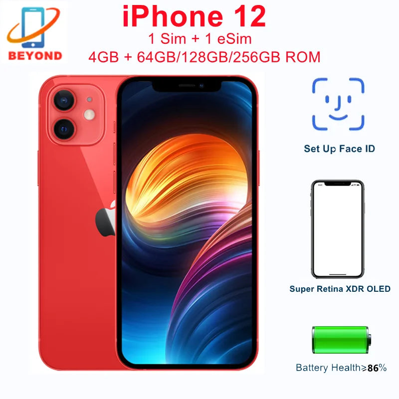 iPhone 12 5G iphone12 6.1" Genuine Super OLED RAM 4GB ROM 64/128/256GB A14 Bionic Face ID NFC 98% New Original Cell Phone