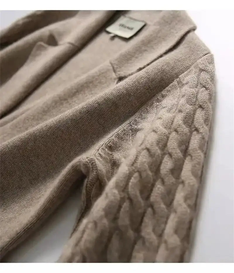 Korean French Style Cashmere Sweater Ladies Wool Windbreaker Cardigan New Autumn Winter Women Knitted Sweater Long Cardigan Coat