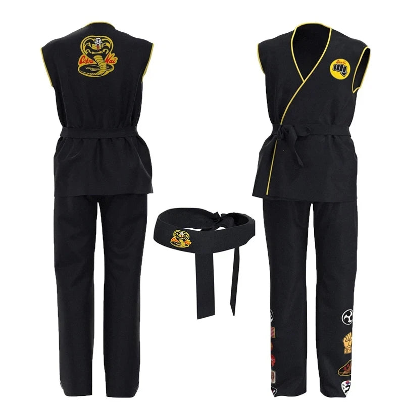 Karate Kid Cobra Kai Uniform Cosplay Costume Adult Children Top Pants Outfits Halloween Carnival Party Suit Stage Performance - Premium costume from Lizard Vigilante - Just $43.99! Shop now at Lizard Vigilante