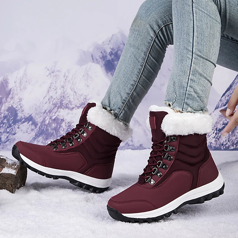 Velvet Throne High-Top Winter Snow Boots – Queen of Warmth Waterproof Hiking Kicks for Winter Wanderlust - Premium boots from Lizard Vigilante - Just $71.08! Shop now at Lizard Vigilante