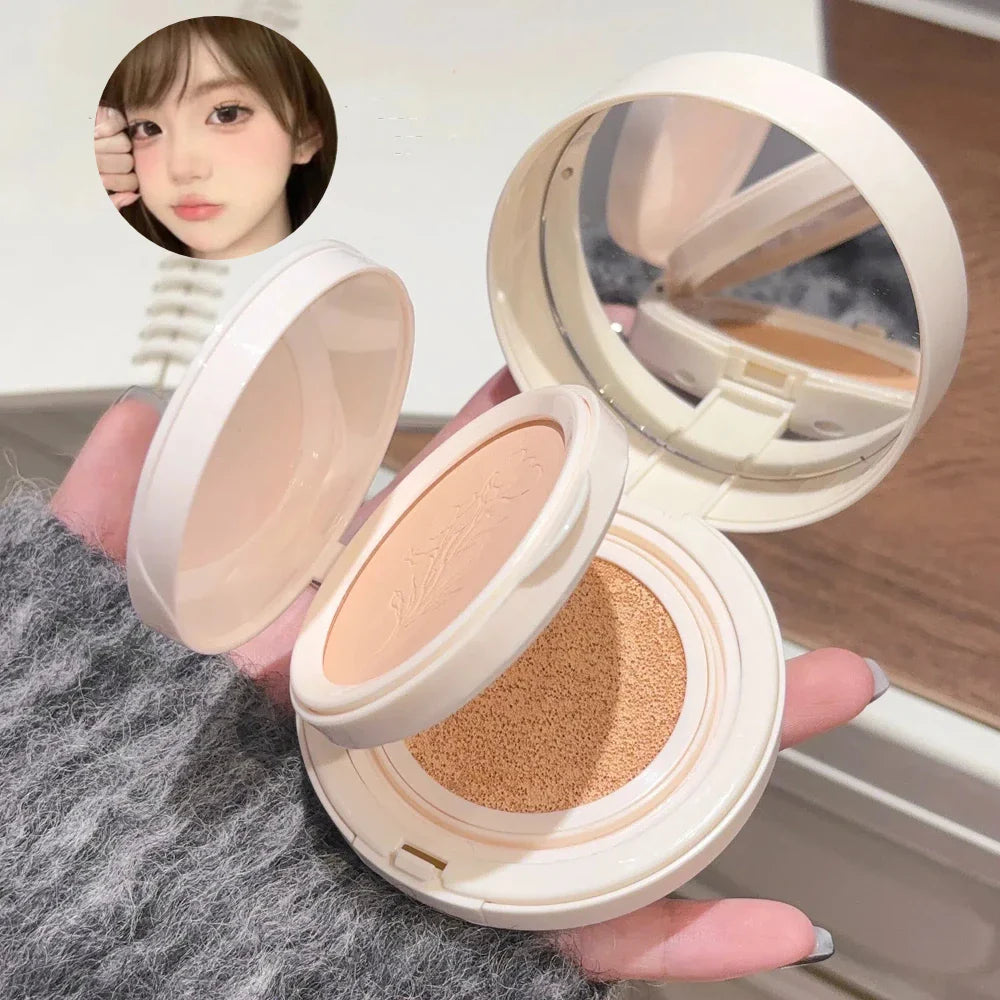 Matte Face Pressed Powder Oil Control Natural Full Coverage Moisturizing Whitening Foundation Cream Base Makeup 2 In 1 Cosmetic