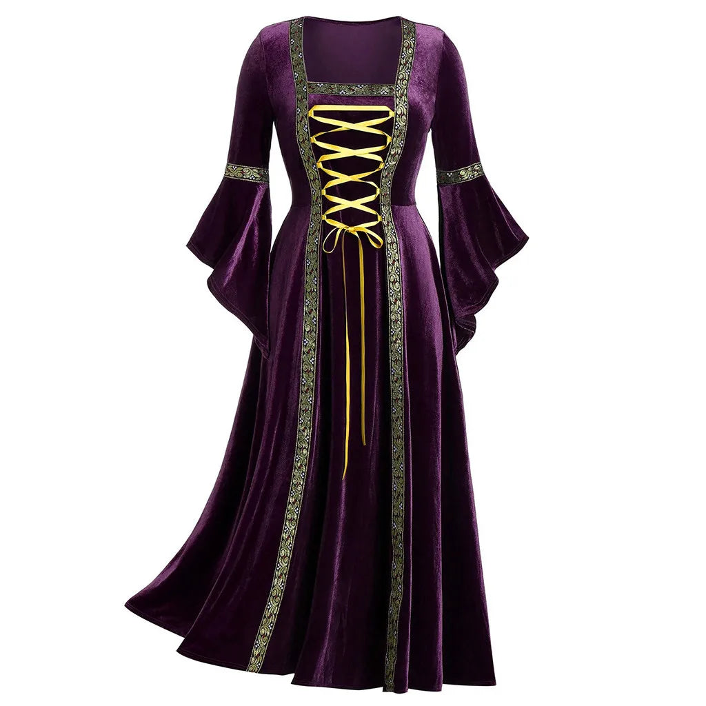 Halloween Women Dress Costumes For Women Long Sleeve Medieval Cosplay Vintage Vampire Witch Victorian Gothi Bandage Dress - Premium  from Lizard Vigilante - Just $45.99! Shop now at Lizard Vigilante