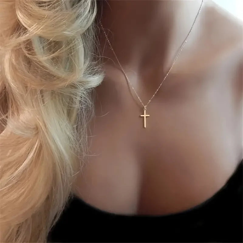 Women's cross necklace 14K gold-plated exquisite small cross pendant necklace - Premium  from Lizard Vigilante - Just $4.99! Shop now at Lizard Vigilante