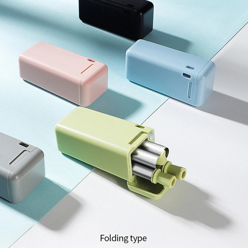 Foldable Stainless Steel Straw Set – Reusable 304 Steel with Silicone Tip, Eco-Friendly & Portable with Cleaning Brush - Premium straws from dsers - Just $25.99! Shop now at Lizard Vigilante