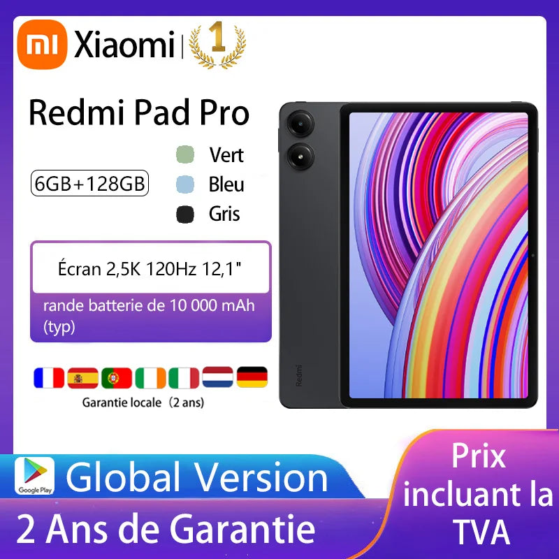 Xiaomi Redmi Pad Pro,12.1",120Hz,8 MP Camera,10000 mAh,33 W Charging,Four Speakers, Dolby Atmos