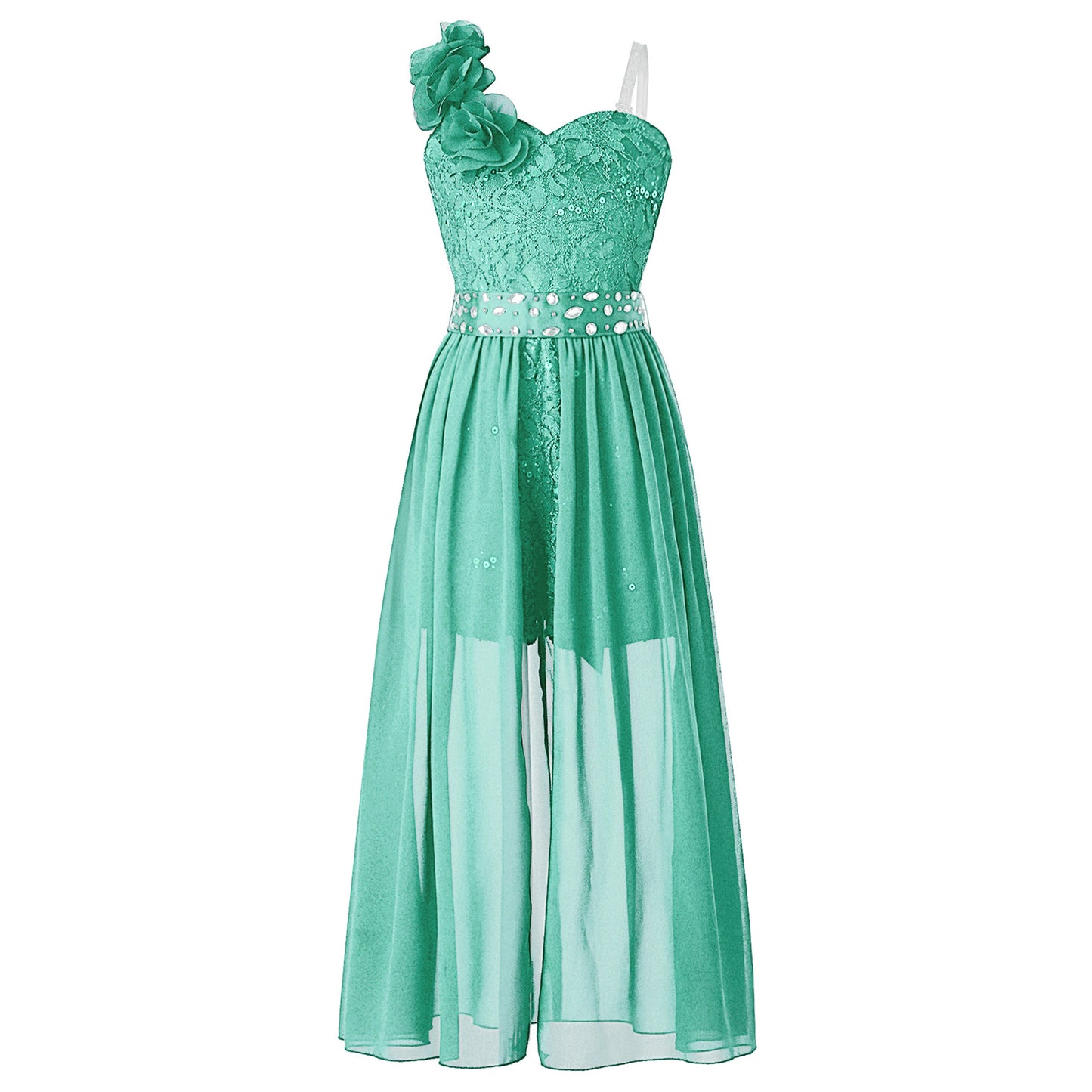 Girls Elegant Party Dress – Sequin Beaded Asymmetrical Gown with Lace Chiffon Overlay, Birthday, Wedding, Prom Pageant Dress - Premium dress from Lizard Vigilante - Just $34.99! Shop now at Lizard Vigilante