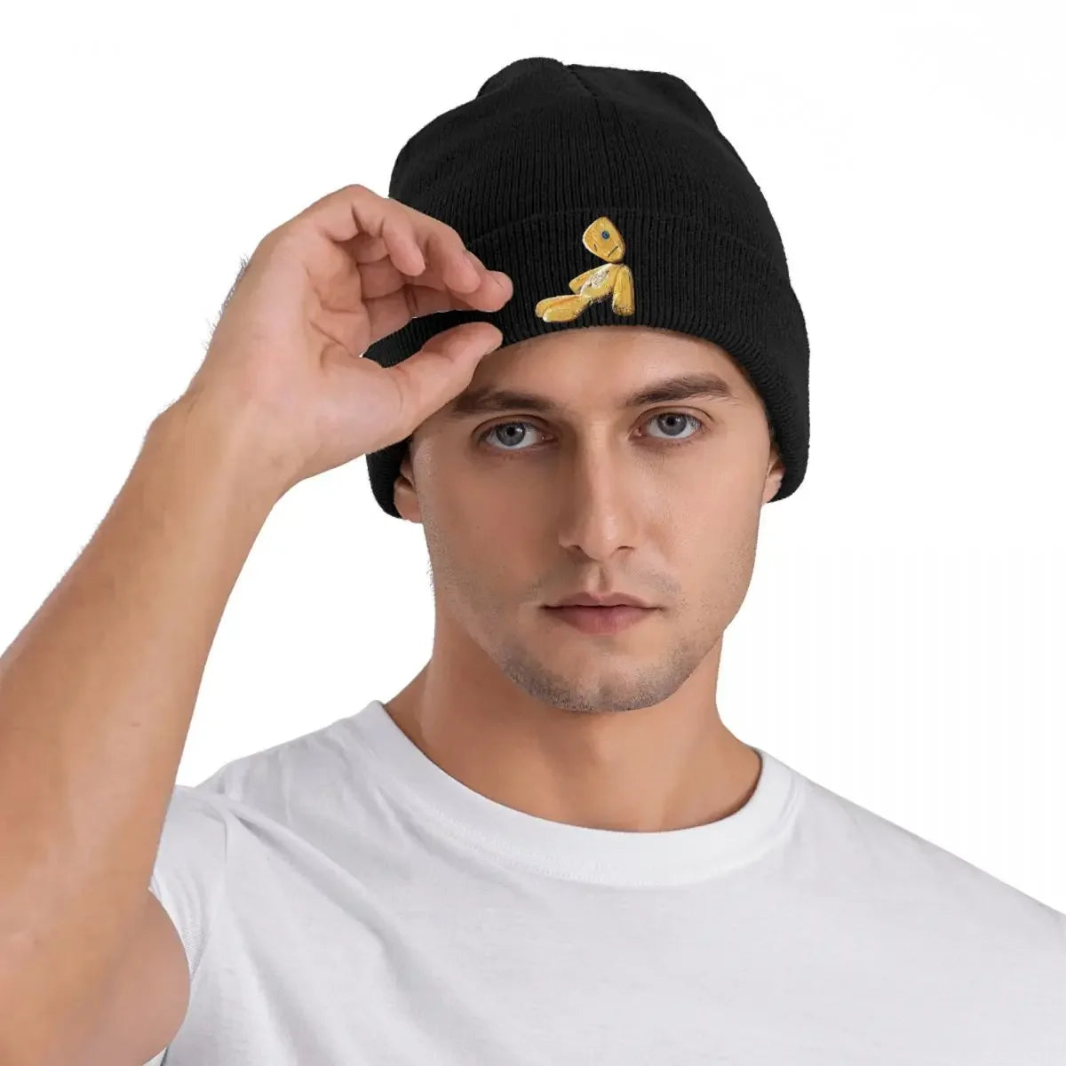 Korn Band Yellow Shield Knit Beanie Hat – Retro Unisex Warm Autumn Cap - Premium beanie from Lizard Vigilante - Just $19.99! Shop now at Lizard Vigilante