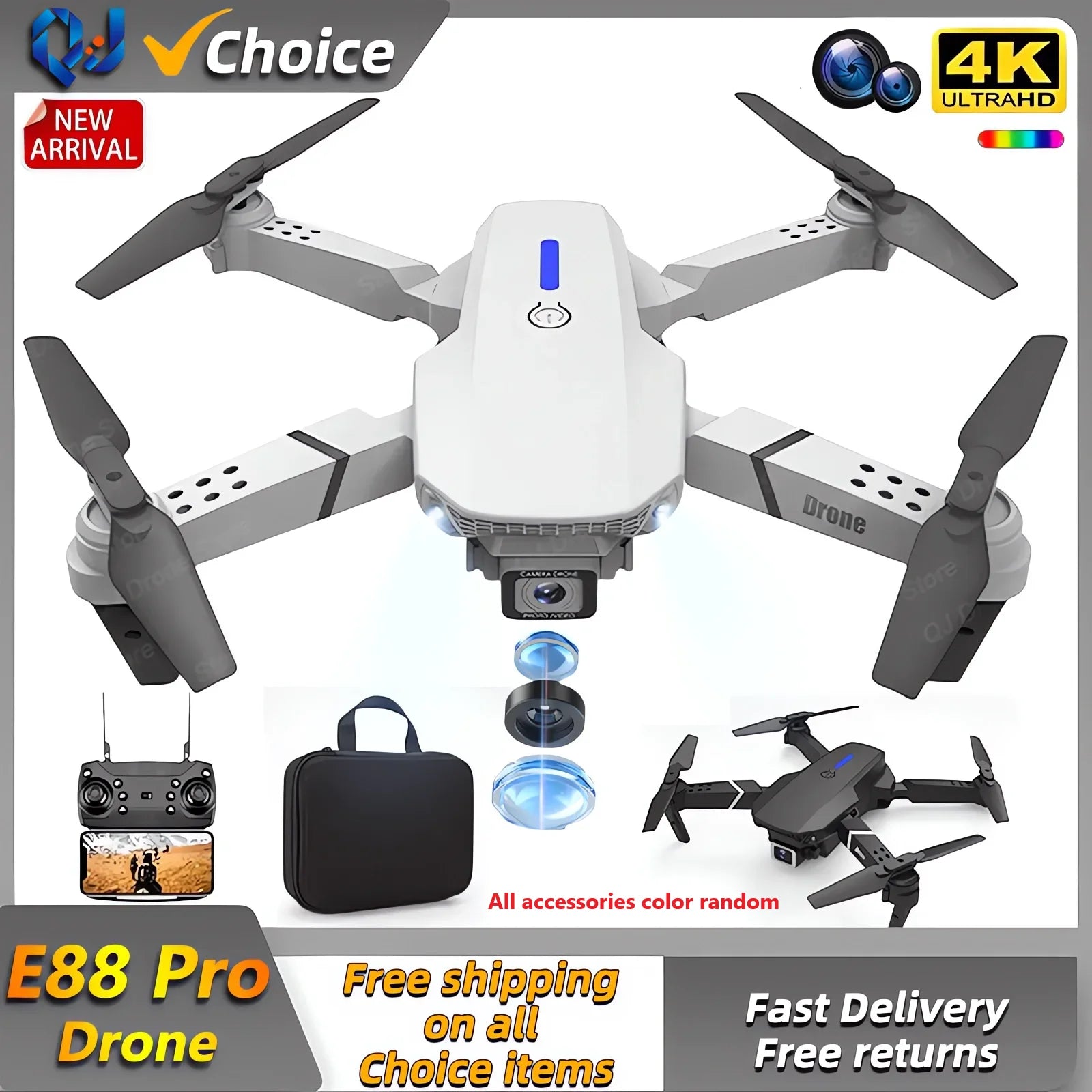 2024 E88Pro 4K HD RC Drone – Foldable Quadcopter with 1080P Wide-Angle Dual Camera, WIFI FPV, Altitude Hold, Trajectory Flight, Gift for Kids & Adults - Premium drones from dsers - Just $38.88! Shop now at Lizard Vigilante