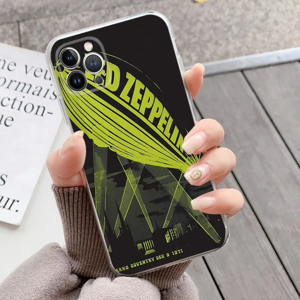 Led Zeppelin-Inspired Soft TPU Phone Case – Transparent Lightweight Protective Cover for iPhone 15, 14, 13, 12, 11, Pro, Mini & More - Premium cell phone case from Lizard Vigilante - Just $22.88! Shop now at Lizard Vigilante