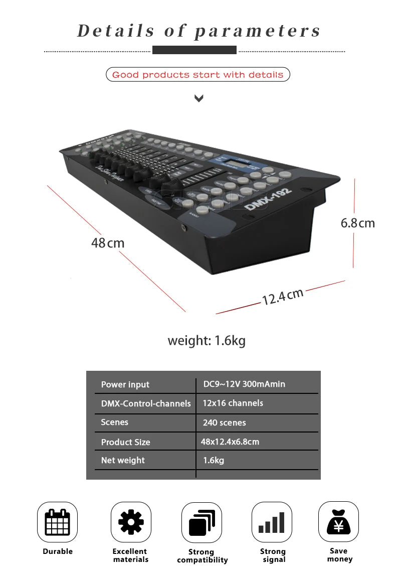 SHEHDS NEW 192 DMX Controller DJ Equipment DMX 512 Console Stage Lighting For LED Par Moving Head Spotlights DJ Controlle - Premium  from Lizard Vigilante - Just $72.99! Shop now at Lizard Vigilante