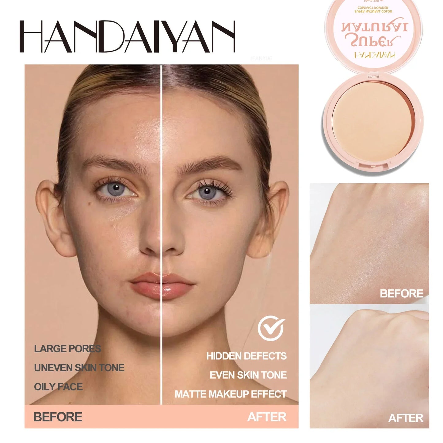 8 Colors Matte Face Pressed Powder 24 Hours Oil Control Natural Foundation Brightening Full Coverage Setting Powder Face Makeup