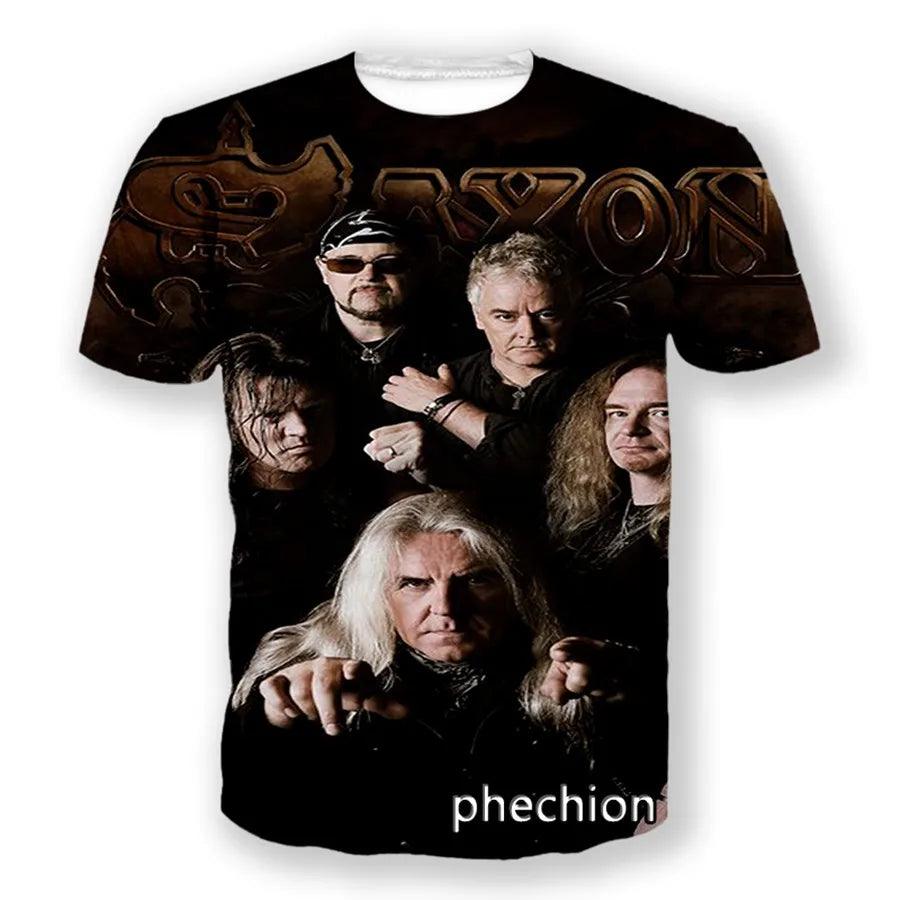 Saxon Band 3D Print Men T Shirt Heavy Metal Rock Group Women Tshirt Unisex Clothing Top - Lizard Vigilante