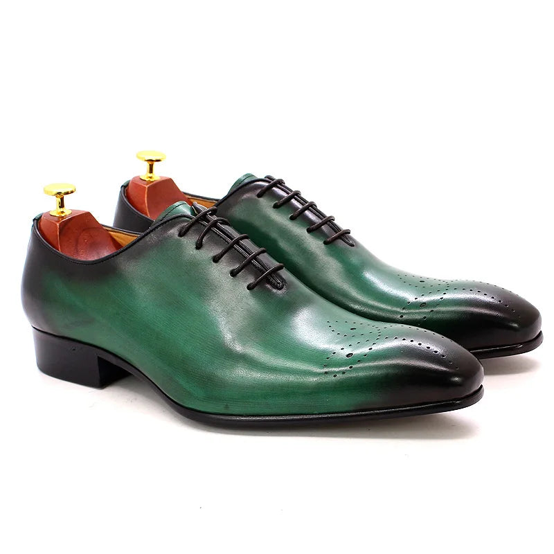 Felix Chu Men's Oxford Genuine Leather Shoes | Whole Cut Pointed Toe Lace-Up Formal Dress Shoes | Perfect for Business & Weddings - Premium flats from Lizard Vigilante - Just $88.88! Shop now at Lizard Vigilante