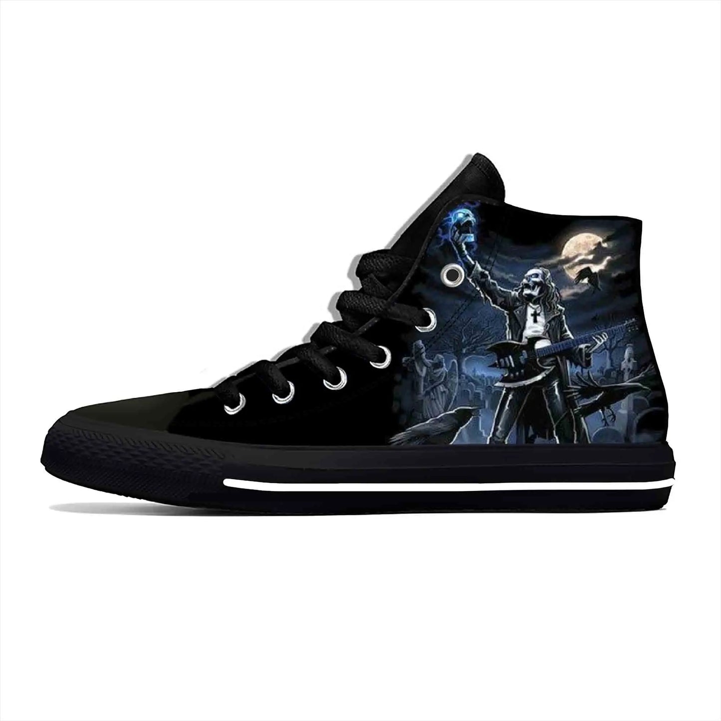 Heavy Metal Rock Skull Guitar Grim Reaper Gothic Canvas High-Tops - Premium high top shoes from Lizard Vigilante - Just $42.99! Shop now at Lizard Vigilante