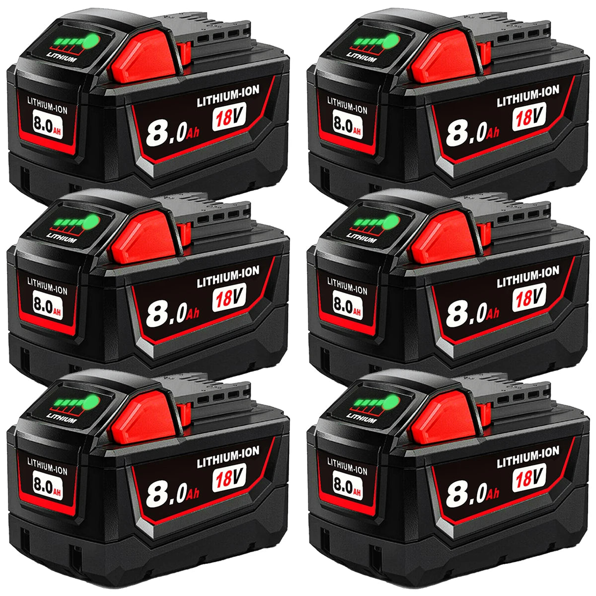 PowerRage M18 Riot Pack — 6x 18V 8.0Ah Li-Ion Batteries for Milwaukee Tools | 8000mAh High-Capacity Carnage Pack