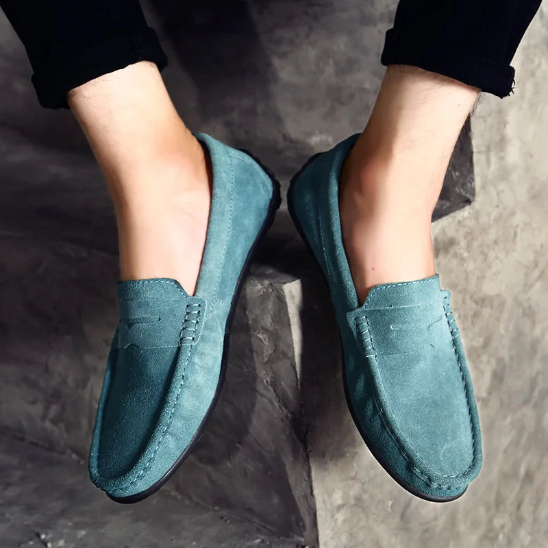 Suede Leather Designer Luxury Brand Smile Mens Casual Formal Loafers Slip On Moccasin Flats Footwear Male Driving Shoes for Men - Premium Shoes from Lizard Vigilante - Just $48.88! Shop now at Lizard Vigilante