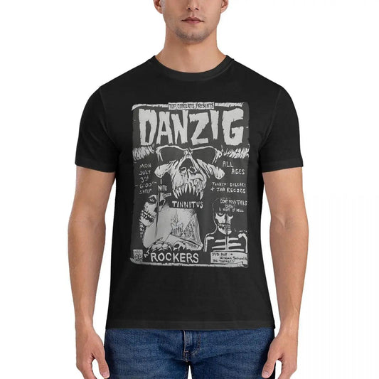 Danzig, Misfits, & Samhain Men T Shirts Unique Tee Shirt Short Sleeve Round Neck T-Shirt Cotton 4XL 5XL Clothing - Lizard Vigilante