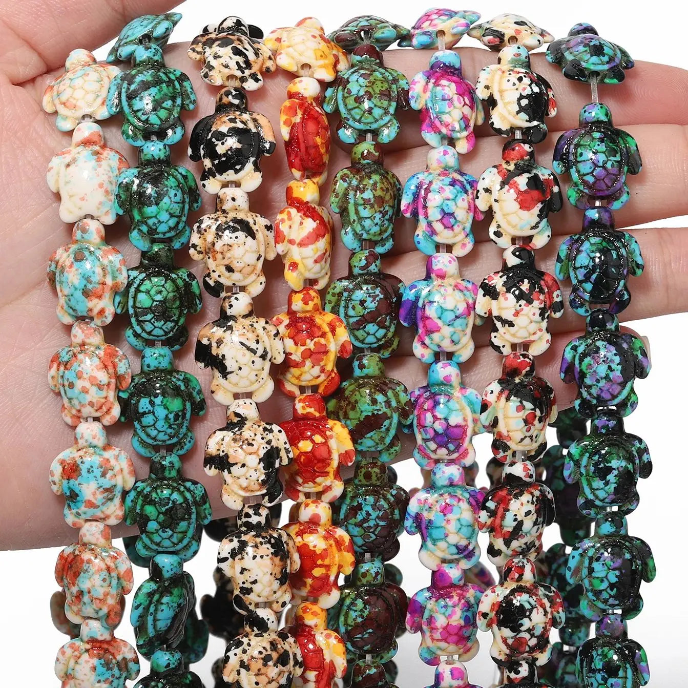 14x18mm 22pcs Sea Turtle Random Color Mix Natural Turquoise Stone Beads Bead for Jewelry Making DIY Ocean Series Bracelet