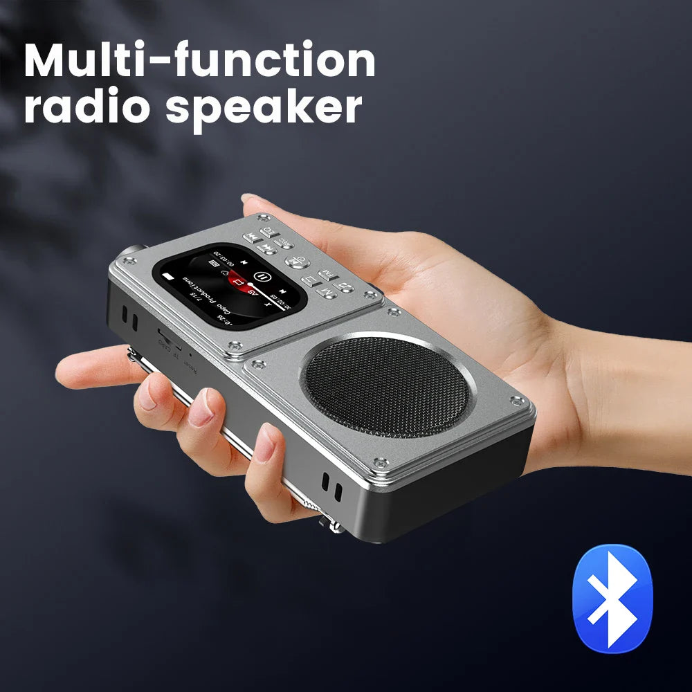 Wireless Bluetooth5.4 Speakers 87.5-108MHz Portable FM Radio Outdoor Radio MP3 Music Player Support Earphone TF Card Video Clock