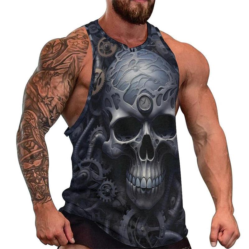 Fashion Skull 3D Print Men's Tank Top – Casual Hip Hop Graphic Tee | Streetwear Fitness Summer Sleeveless Shirt - Premium Tank Top from Lizard Vigilante - Just $23.99! Shop now at Lizard Vigilante